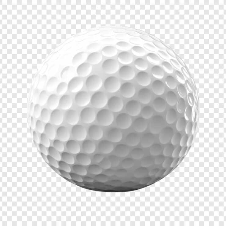 無料PSD 白いゴルフボールのクローザップで透明な背景の表面の質感と球状の形状が示されています