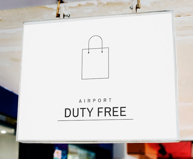 Closeup of a white hanging signboard mockup