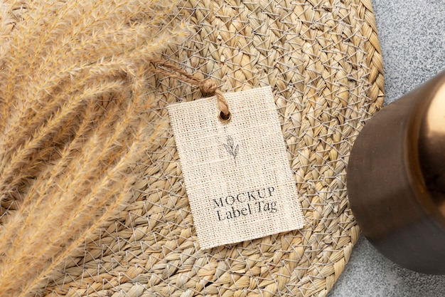 Clothing label mock-up with jute pad