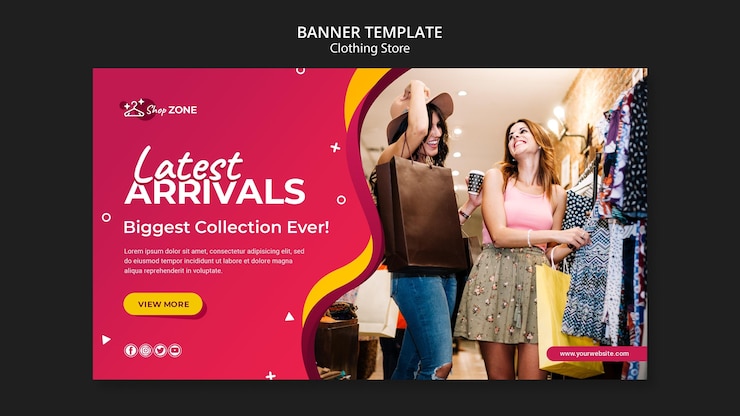 मुफ़्त PSD clothing store concept banner template