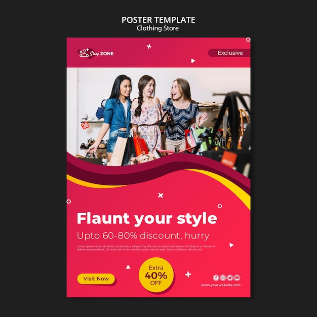 Free PSD clothing store concept poster template