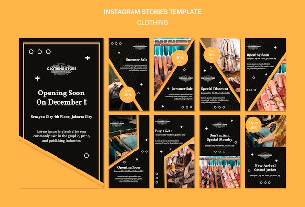 PSD gratuito modello di storie instagram negozio di abbigliamento