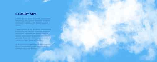 無料PSD 青色の背景に雲のバナー