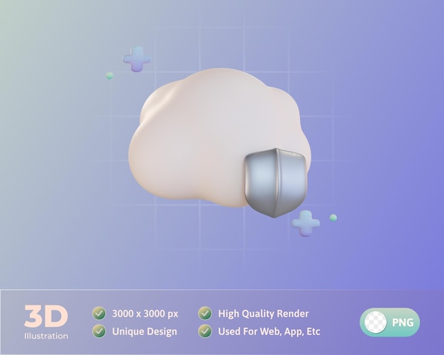 Free PSD cloud system protection 3d illustration
