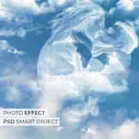 無料PSD 雲の写真効果