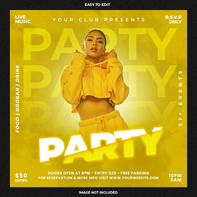 Free PSD club dj party flyer social media post