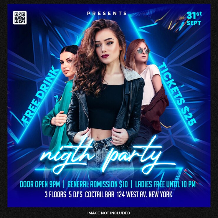 Free PSD club dj party flyer social media post