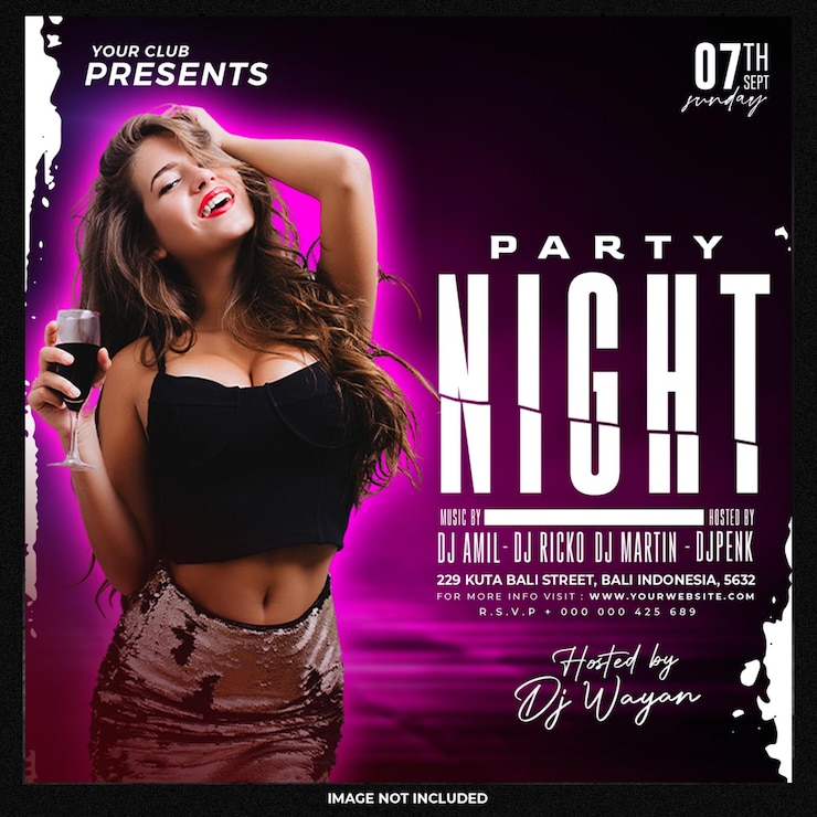Free PSD club dj party flyer social media post