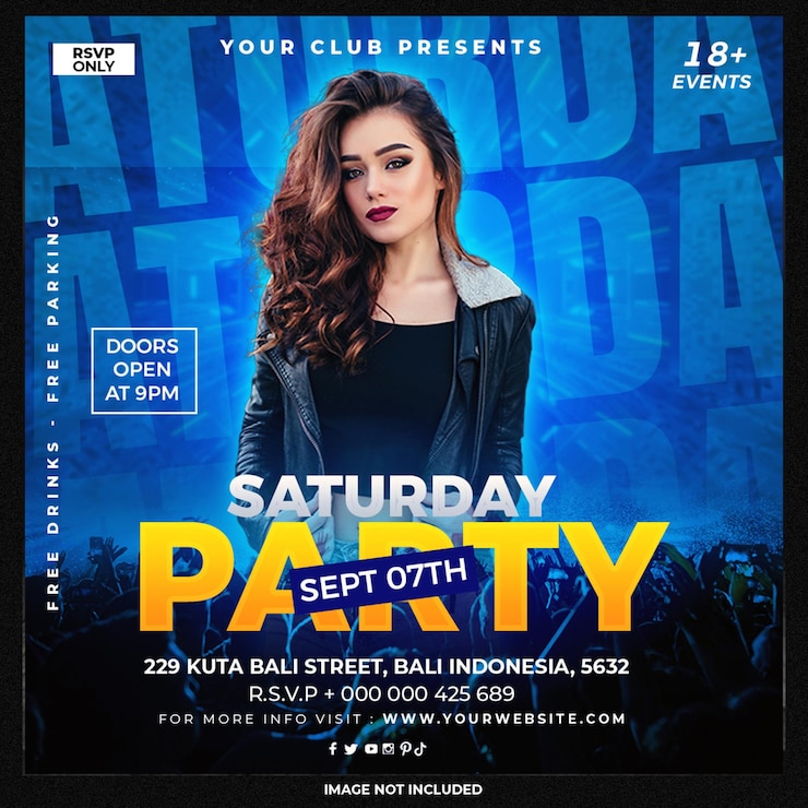 Free PSD club dj party flyer social media post