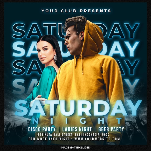 Free PSD club dj party flyer social media post