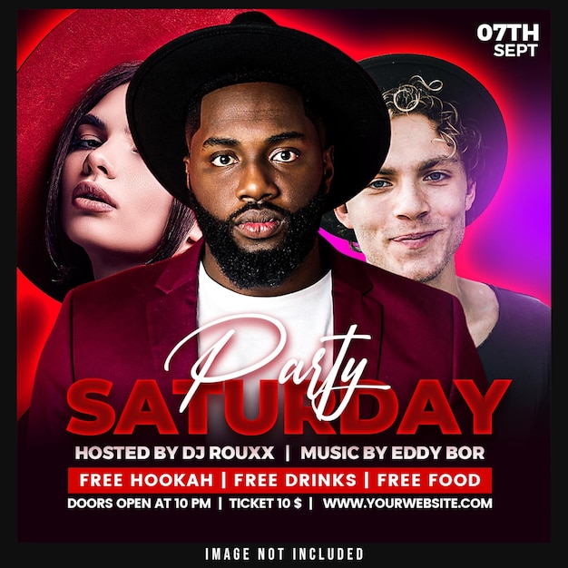 Free PSD club dj party flyer social media post