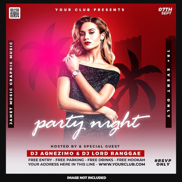 Free PSD club dj party flyer social media post