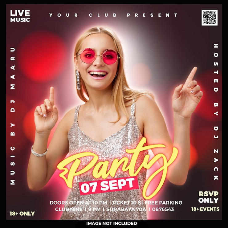 Free PSD club dj party flyer social media post