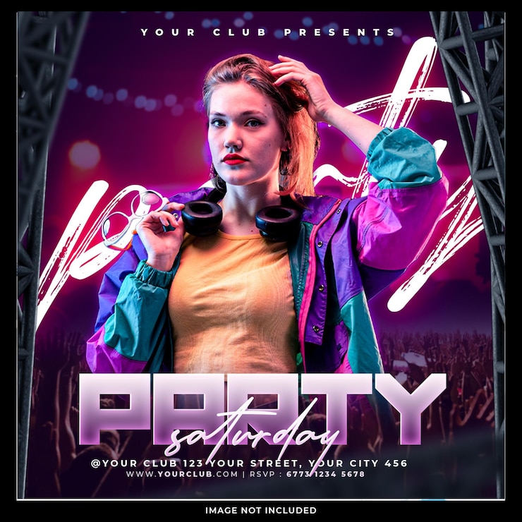 Free PSD club dj party flyer social media post