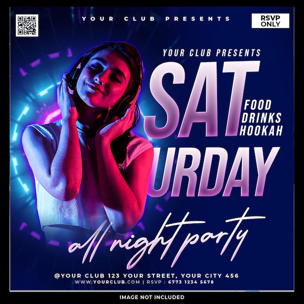 Club dj party flyer social media post