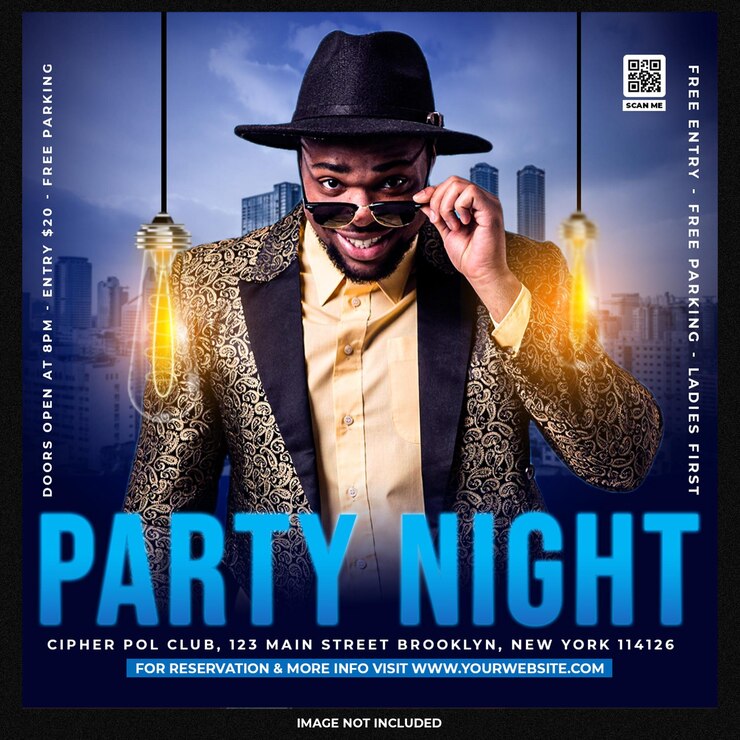 Free PSD club dj party flyer social media post