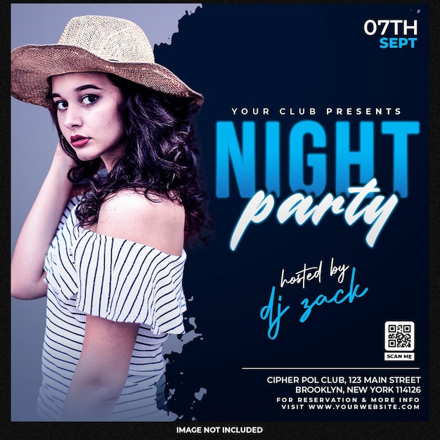 Free PSD club dj party flyer social media post