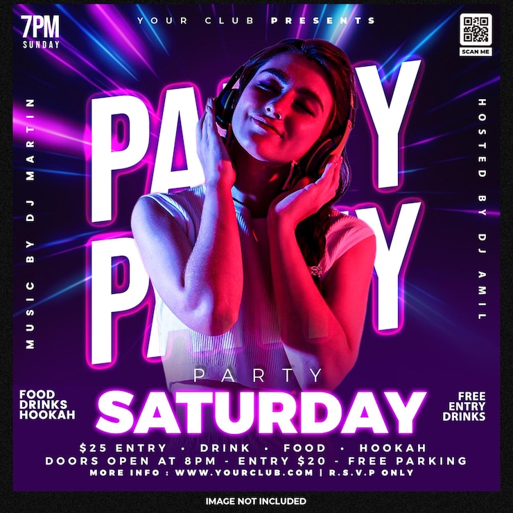 Free PSD club dj party flyer social media post