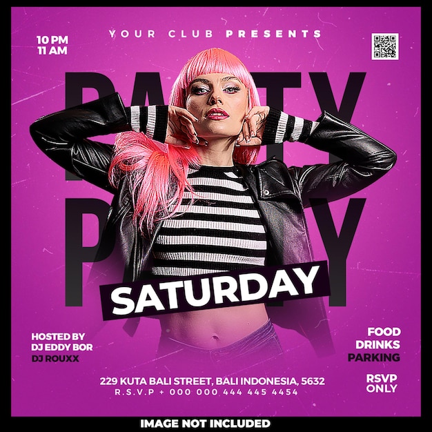 Free PSD club dj party flyer social media post