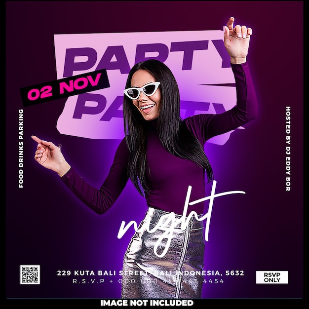 Free PSD club dj party flyer social media post