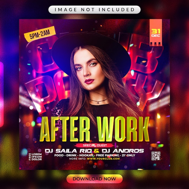 Club party flyer or social media banner template