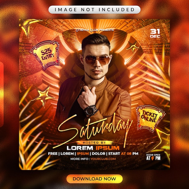 Club party flyer or social media banner template