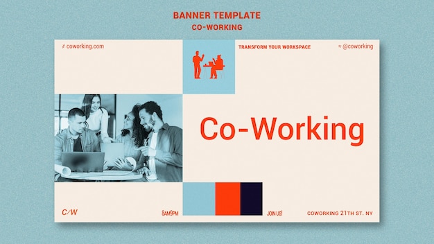 Modello di banner orizzontale di co-working