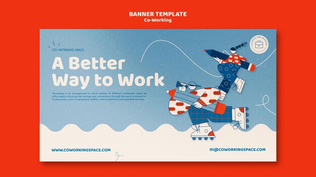 Co-working horizontal banner template