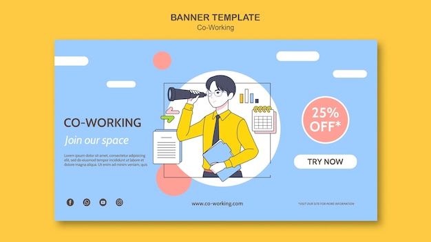 Free PSD co-working horizontal banner template