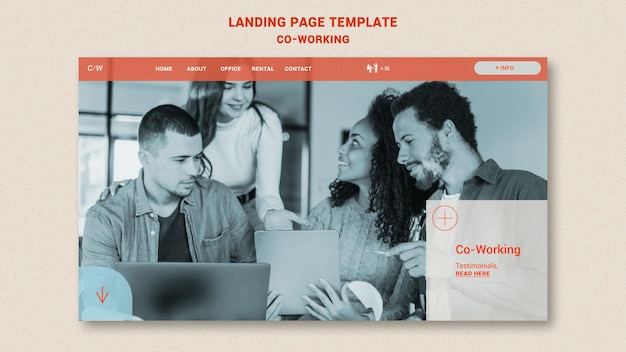 Free PSD co-working landing page template