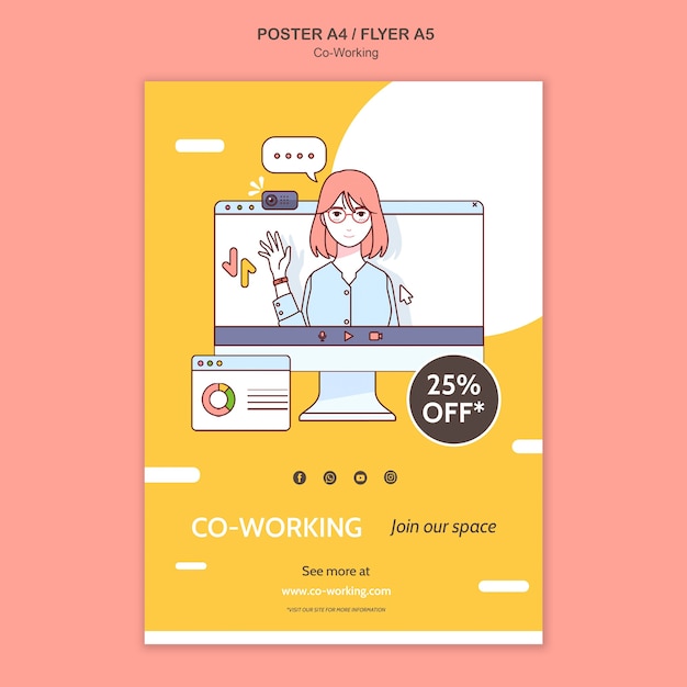 Co-working print template illustrated