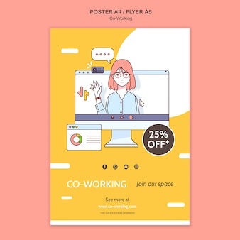 Co-working print template illustrated