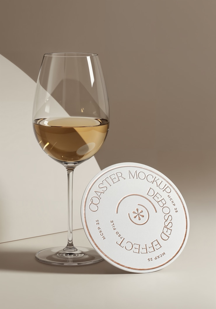 Free PSD coaster emboss mockup