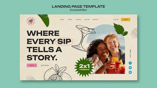 Free PSD cocktail bar template design