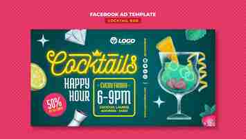 PSD gratuito cocktail bar con deliziosi drink modello facebook