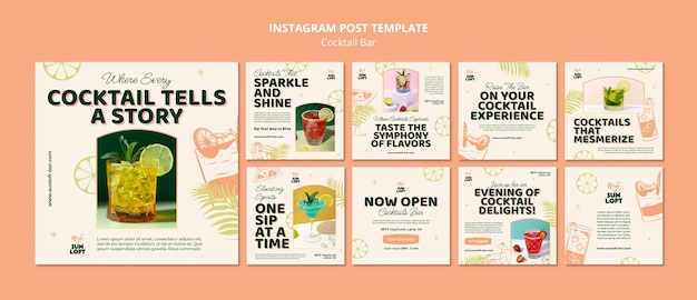 Коктейль-бар с вкусными напитками посты в instagram