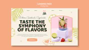 Free PSD cocktail bar with delicious drinks landing page