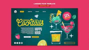 Free PSD cocktail bar with delicious drinks landing page