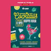 Free PSD cocktail bar with delicious drinks poster