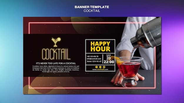 Cocktail concept banner template