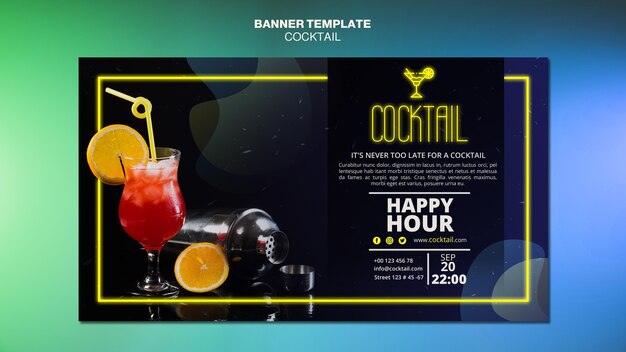 Cocktail concept banner template