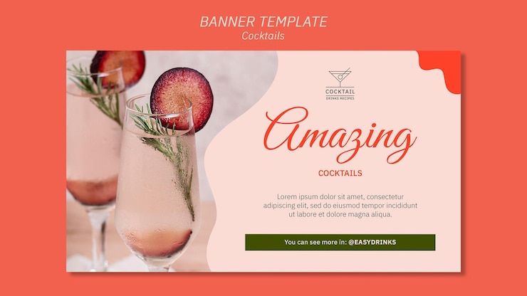 Free PSD cocktail concept banner template