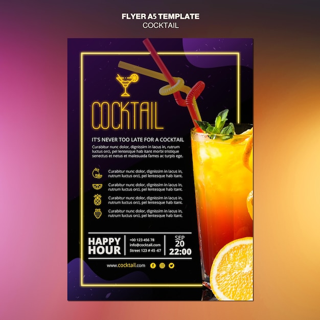 Cocktail concept flyer template