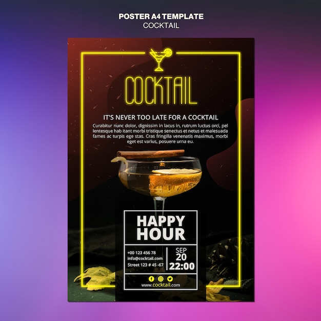 Cocktail concept poster template