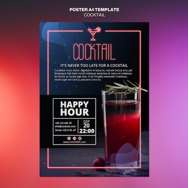 Cocktail concept poster template