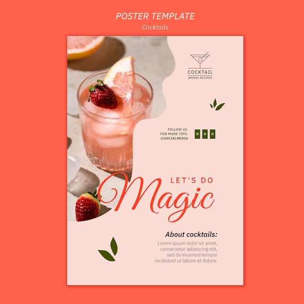 Free PSD cocktail concept poster template