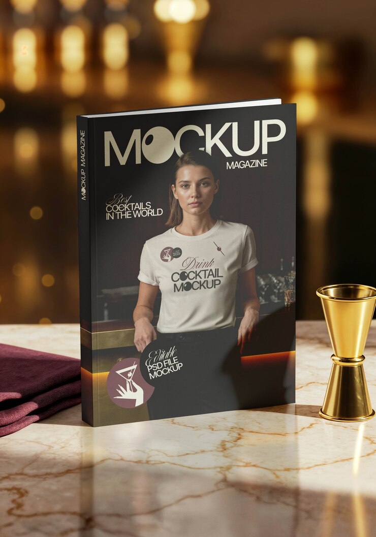Free PSD cocktail hour mockup
