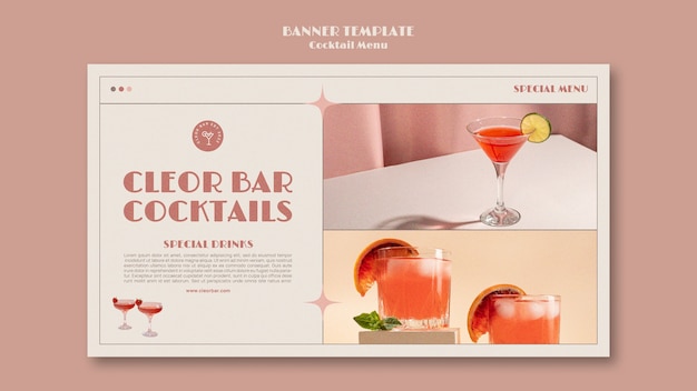 Cocktail menu banner design template