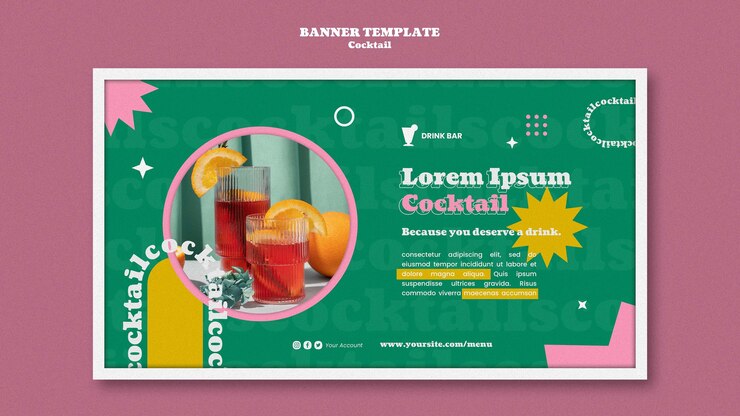 無料PSD カクテルメニューバナーテンプレートデザイン