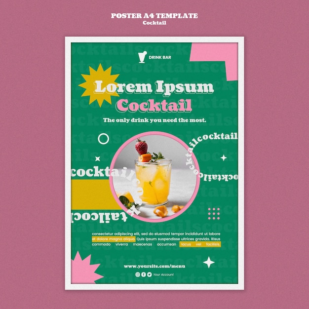 Disegno del modello del manifesto del menu del cocktail